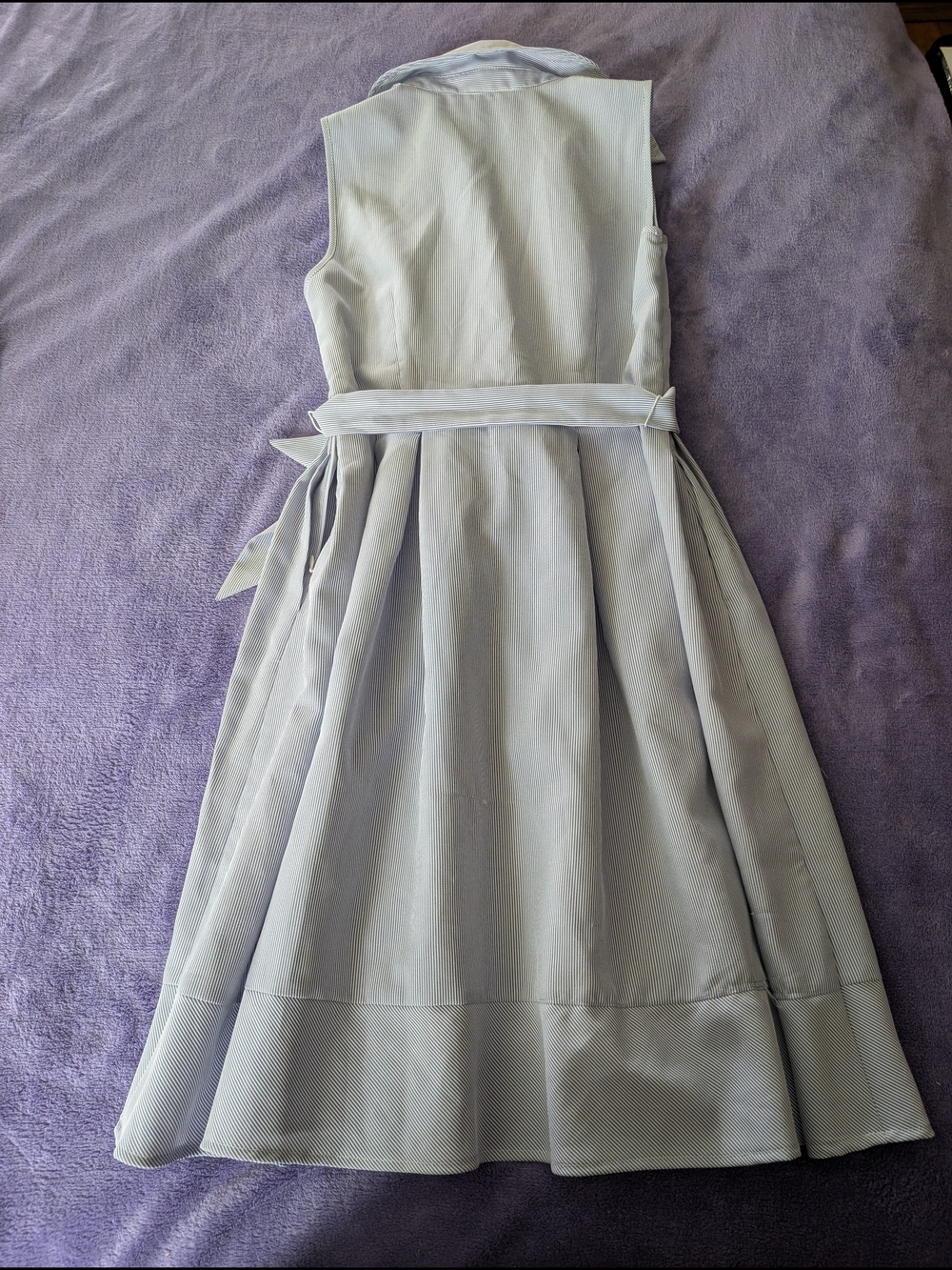 Jones New York Sleeveless Light Gray Midi Shirt Dress with Tie Waist - Picture 3 of 7